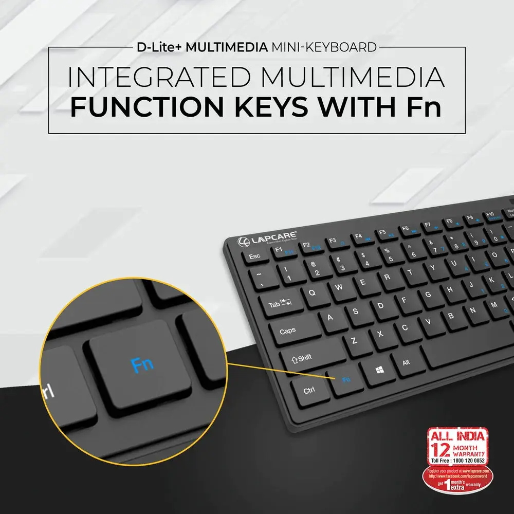 D-Lite - Blk 87 Key Mini Multimedia Keyboard - Image 6