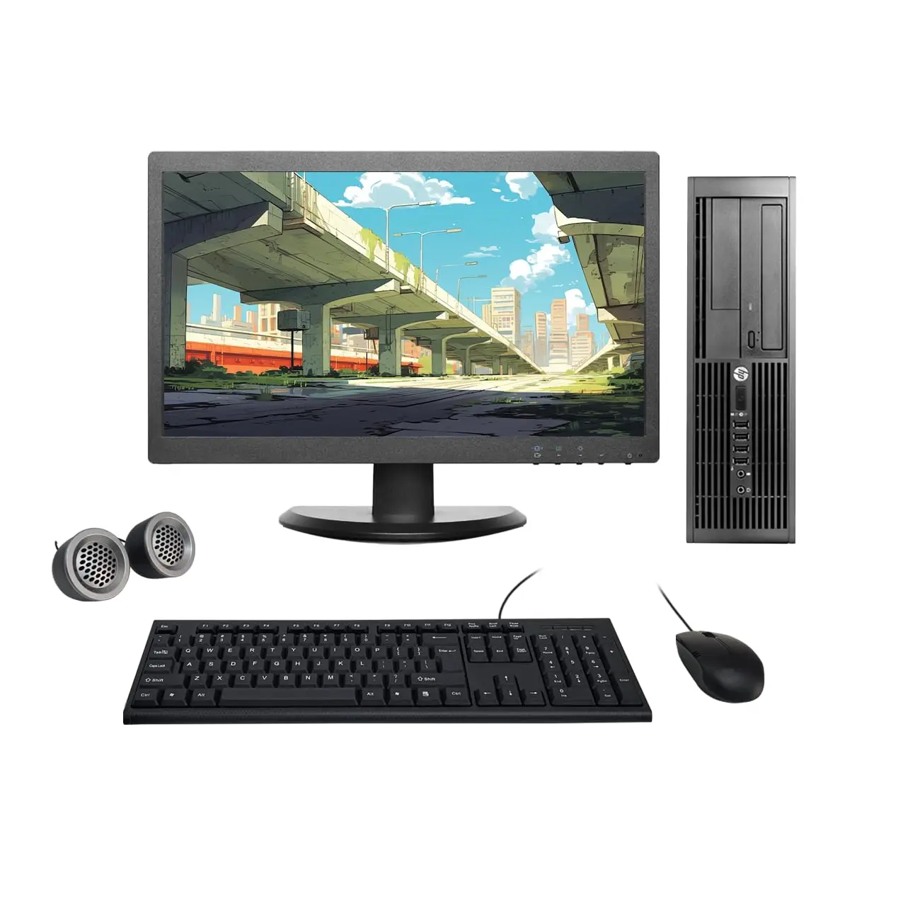 HP Compaq Pro 6200 SFF All-in-One Desktop Computer Set | Intel i5-2nd Gen | 19" HD LCD Monitor | Wired KB & Mouse | Speakers | WiFi | Win 10 Pro | Refurbished