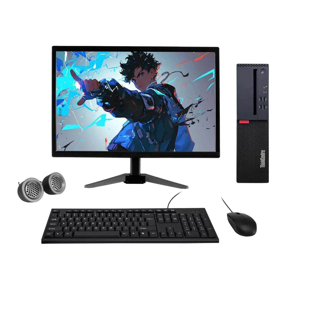 Lenovo ThinkCentre  All-in-One Desktop Computer Set | 19" HD LCD Monitor | AMD Ryzen 5 | Wired KB & Mouse | Speakers| Wi-Fi | Win 10 Pro | Refurbished