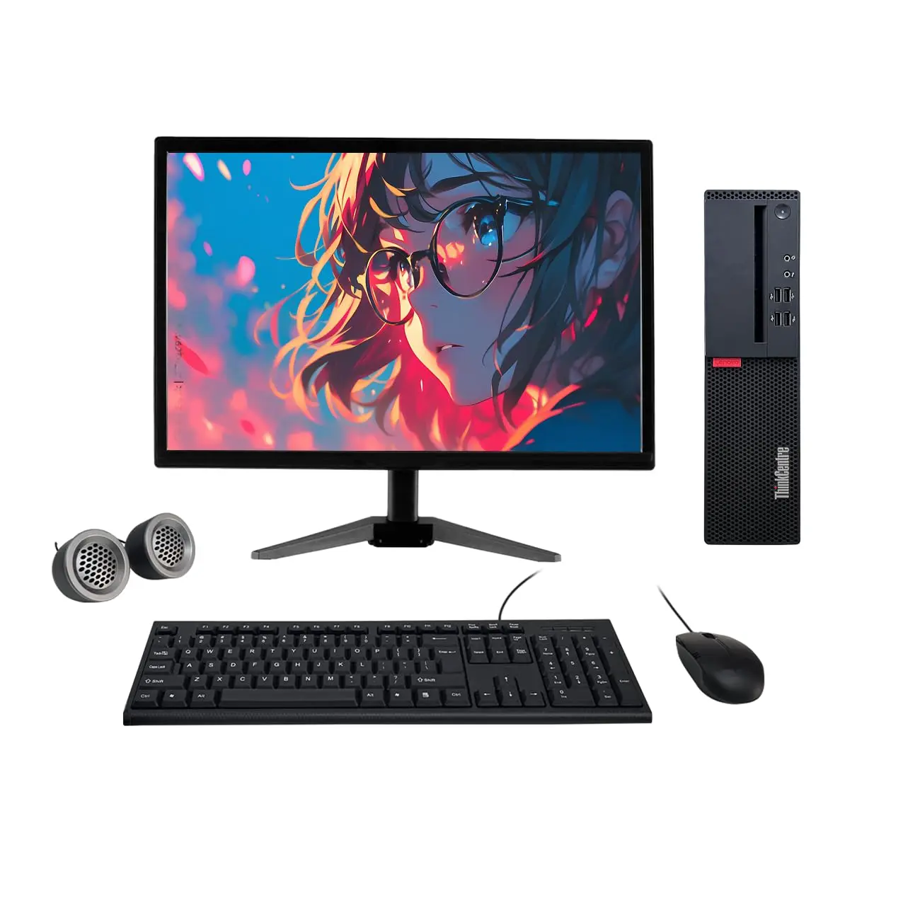 Lenovo ThinkCentre All-in-One Desktop Computer Set | AMD PRO A12 | 19" HD LCD Monitor | Wired KB & Mouse | Speakers| Wi-Fi | Win 10 Pro | Refurbished