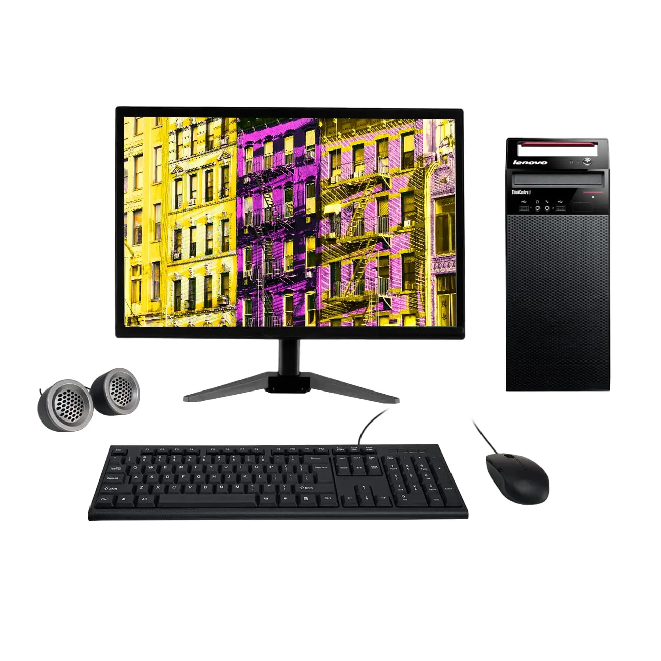 Lenovo ThinkCentre All-in-One Desktop Computer Set | Intel Core i5-3rd Gen | 19" HD LCD Monitor | Wired KB & Mouse | Speakers| Wi-Fi | Win 10 Pro | Refurbished