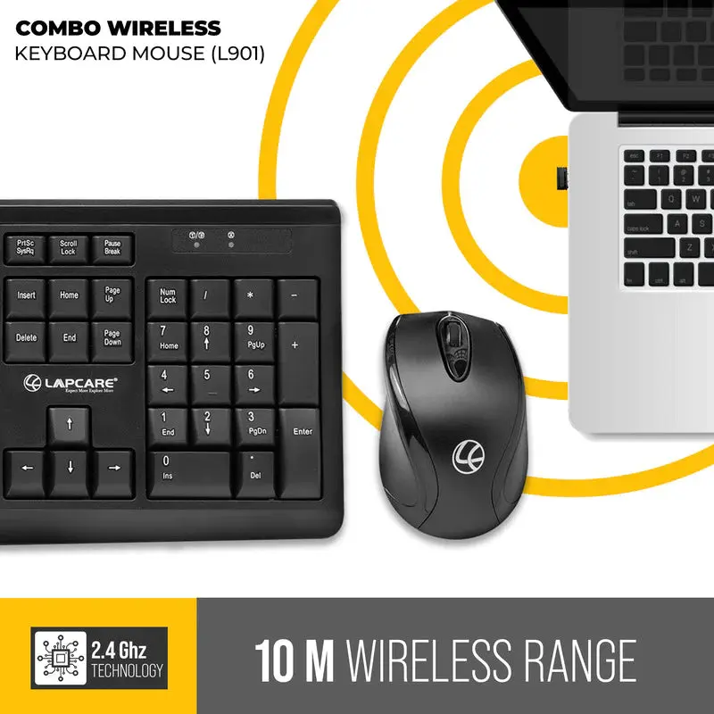 Wireless Combo 104 Key Keyboard + Mouse 1200dpi - non Multimedia - Image 4